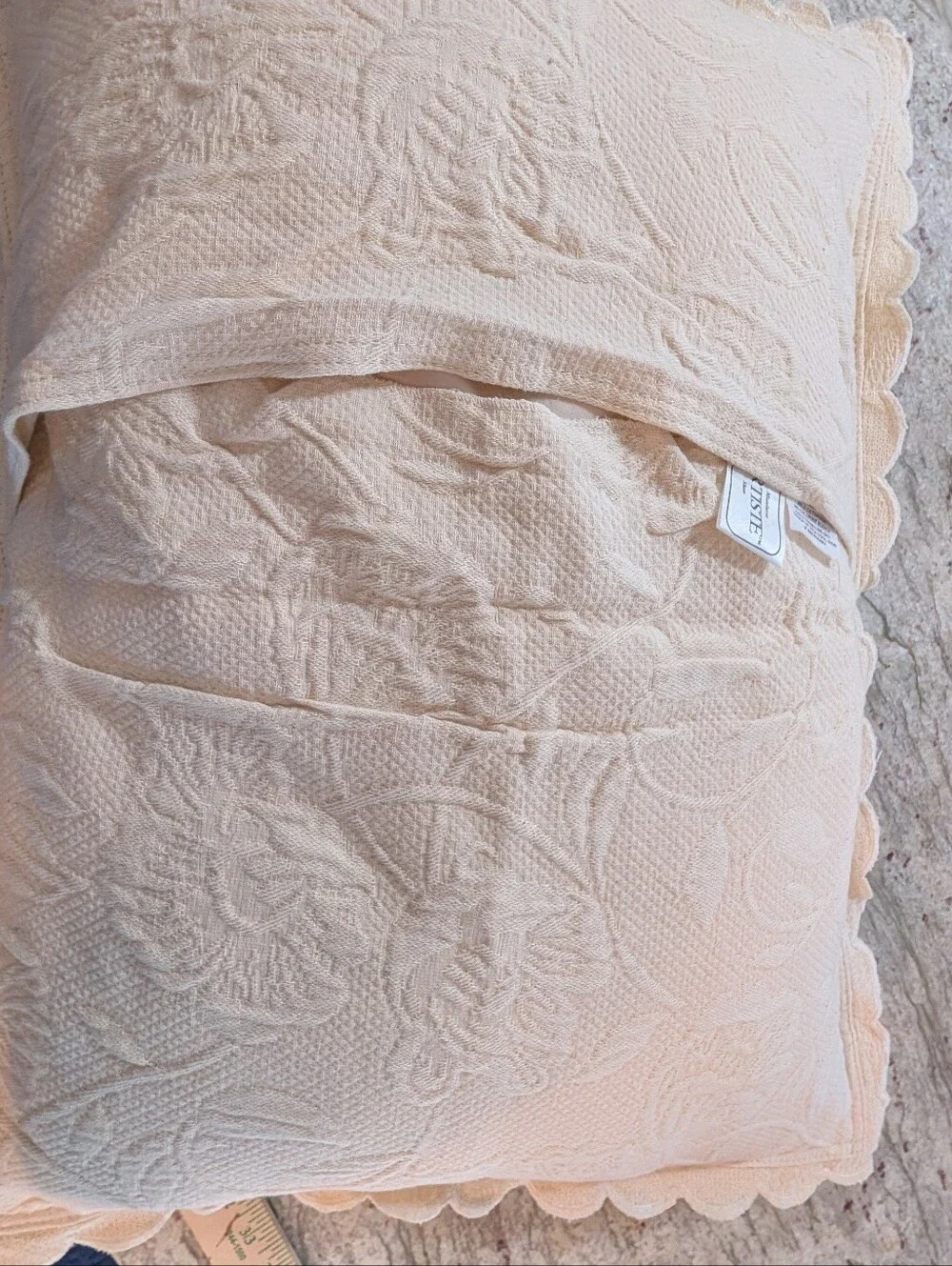 MATELASSE Shams STANDARD Cream Tan 100% COTTON Portugal PAIR By Artiste Floral